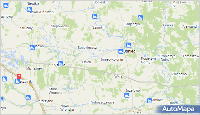 mapa Joniec-Kolonia, Joniec-Kolonia na mapie Targeo