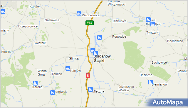 mapa Jordanów Śląski, Jordanów Śląski na mapie Targeo