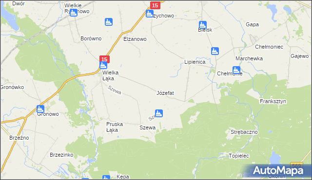 mapa Józefat gmina Kowalewo Pomorskie, Józefat gmina Kowalewo Pomorskie na mapie Targeo
