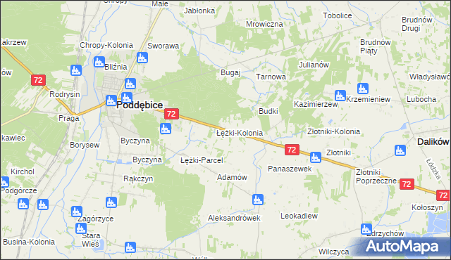 mapa Józefka gmina Poddębice, Józefka gmina Poddębice na mapie Targeo