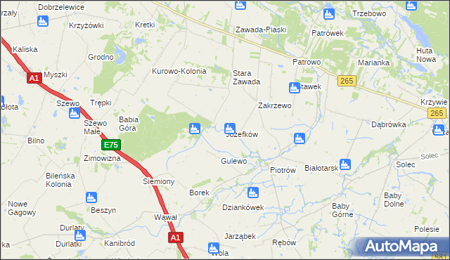 mapa Józefków gmina Gostynin, Józefków gmina Gostynin na mapie Targeo