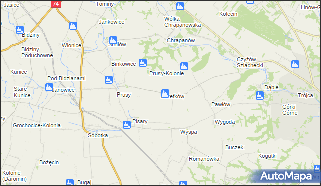 mapa Józefków gmina Zawichost, Józefków gmina Zawichost na mapie Targeo