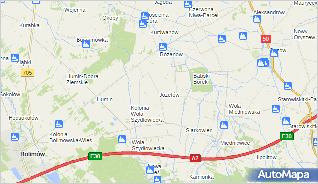 mapa Józefów gmina Bolimów, Józefów gmina Bolimów na mapie Targeo