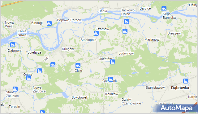 mapa Józefów gmina Dąbrówka, Józefów gmina Dąbrówka na mapie Targeo