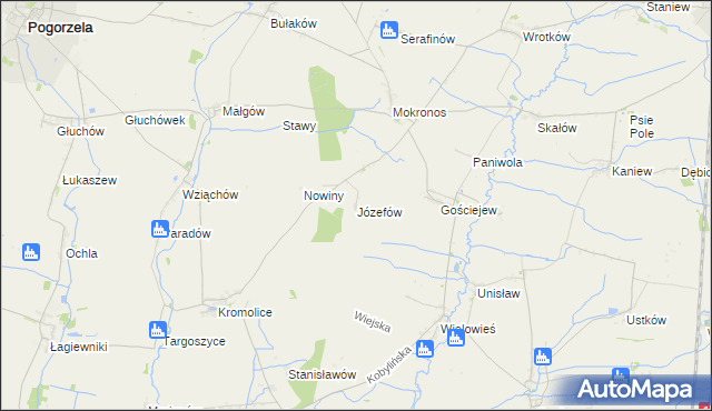 mapa Józefów gmina Koźmin Wielkopolski, Józefów gmina Koźmin Wielkopolski na mapie Targeo