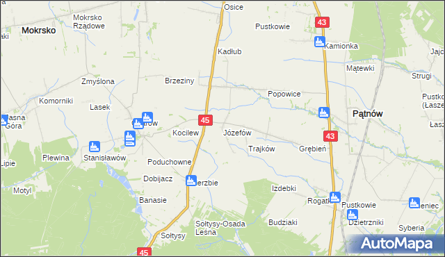 mapa Józefów gmina Pątnów, Józefów gmina Pątnów na mapie Targeo