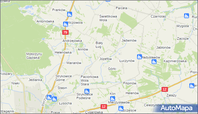 mapa Józefów gmina Zwoleń, Józefów gmina Zwoleń na mapie Targeo