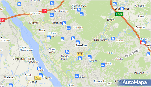 mapa Józefów powiat otwocki, Józefów powiat otwocki na mapie Targeo