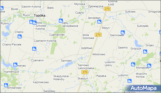 mapa Józefowo gmina Lubraniec, Józefowo gmina Lubraniec na mapie Targeo