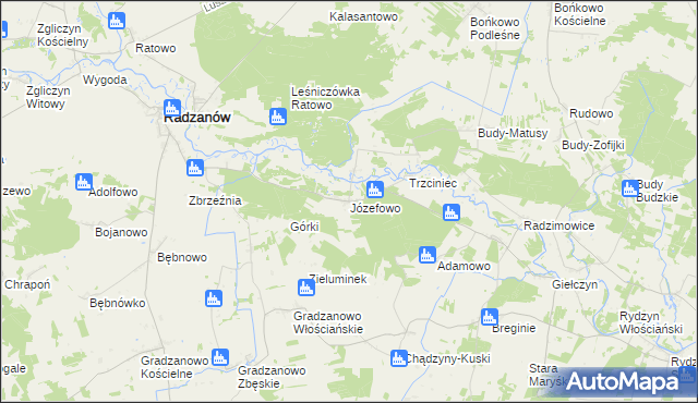 mapa Józefowo gmina Radzanów, Józefowo gmina Radzanów na mapie Targeo