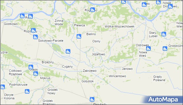 mapa Józefowo gmina Rząśnik, Józefowo gmina Rząśnik na mapie Targeo