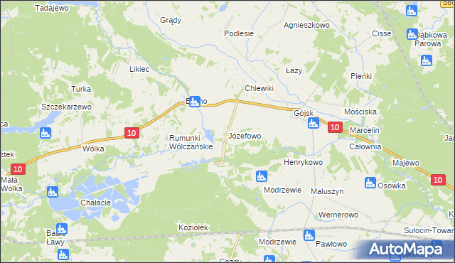 mapa Józefowo gmina Szczutowo, Józefowo gmina Szczutowo na mapie Targeo