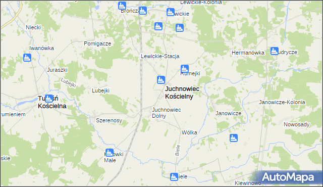 mapa Juchnowiec Górny, Juchnowiec Górny na mapie Targeo