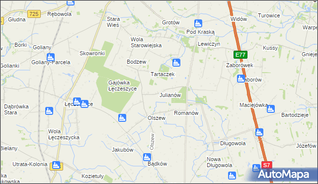 mapa Julianów gmina Belsk Duży, Julianów gmina Belsk Duży na mapie Targeo