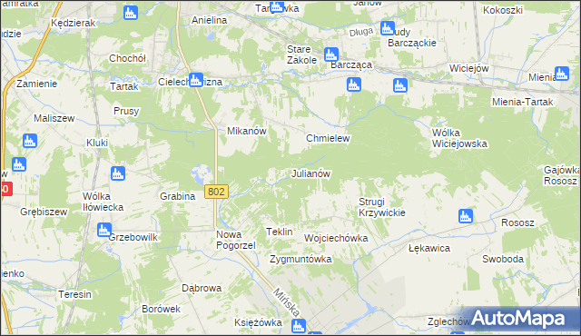 mapa Julianów gmina Siennica, Julianów gmina Siennica na mapie Targeo