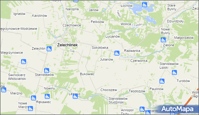 mapa Julianów gmina Żelechlinek, Julianów gmina Żelechlinek na mapie Targeo