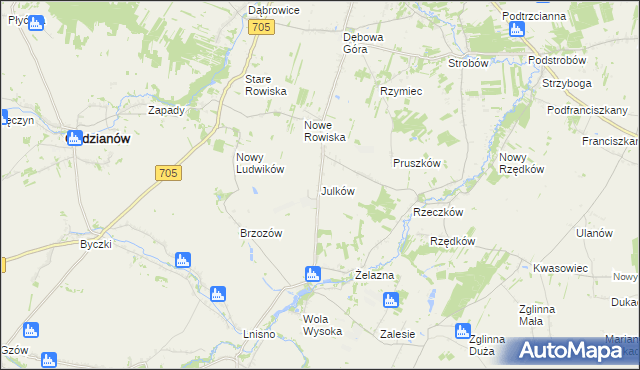 mapa Julków gmina Skierniewice, Julków gmina Skierniewice na mapie Targeo