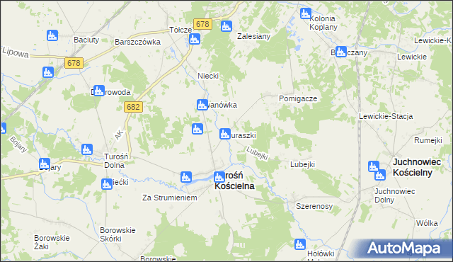 mapa Juraszki, Juraszki na mapie Targeo