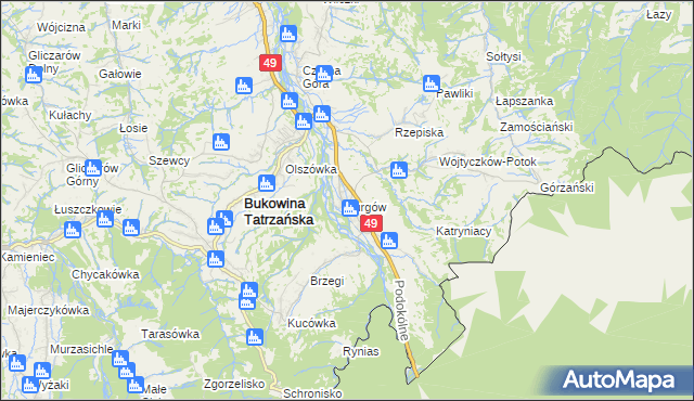 mapa Jurgów, Jurgów na mapie Targeo