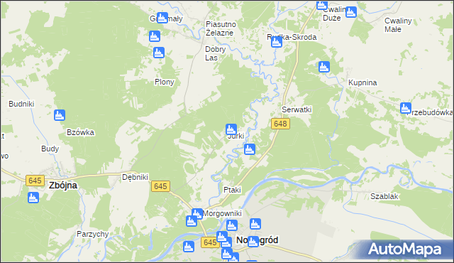 mapa Jurki gmina Zbójna, Jurki gmina Zbójna na mapie Targeo