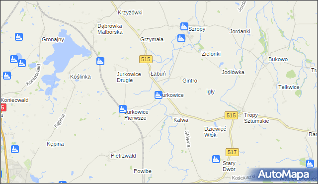 mapa Jurkowice gmina Stary Targ, Jurkowice gmina Stary Targ na mapie Targeo