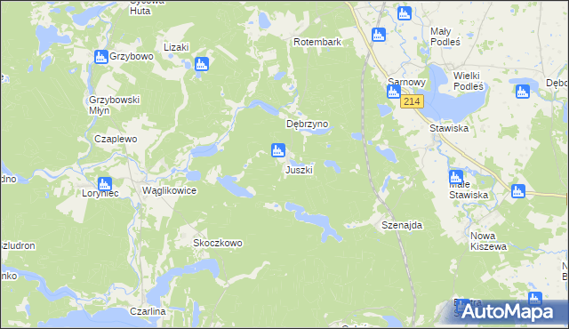 mapa Juszki, Juszki na mapie Targeo