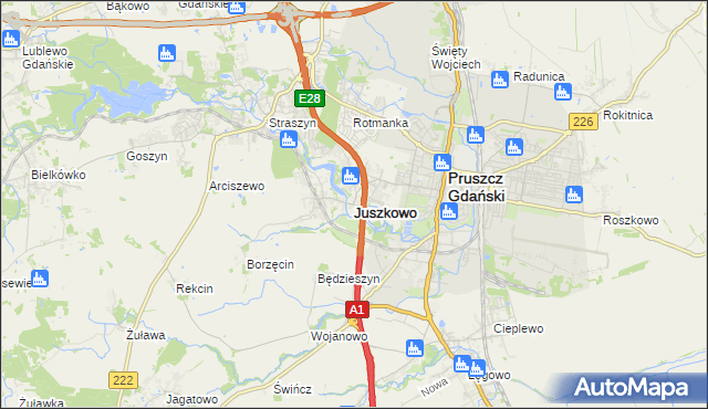 mapa Juszkowo, Juszkowo na mapie Targeo