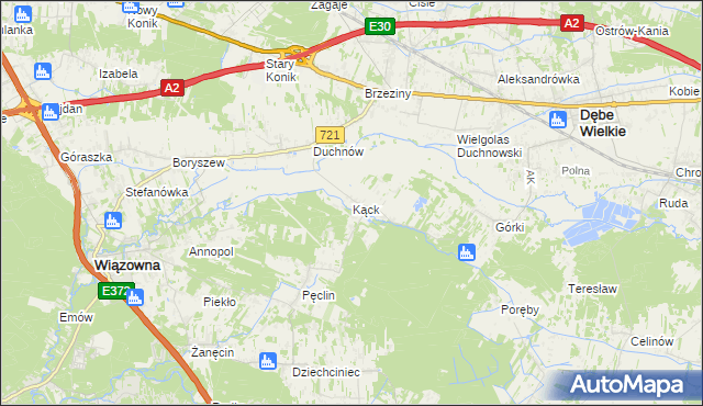 mapa Kąck, Kąck na mapie Targeo