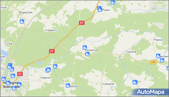 mapa Kaczenice, Kaczenice na mapie Targeo