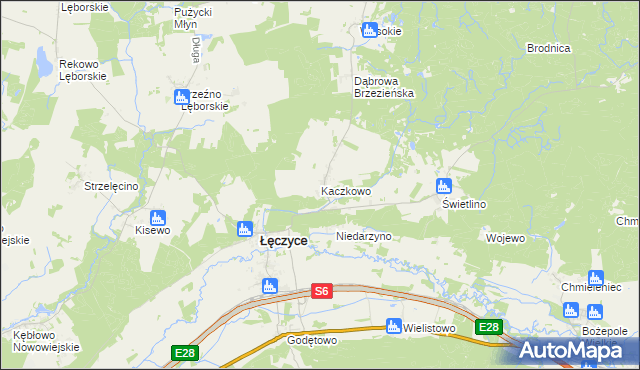 mapa Kaczkowo gmina Łęczyce, Kaczkowo gmina Łęczyce na mapie Targeo