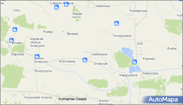 mapa Kadłubiska gmina Komarów-Osada, Kadłubiska gmina Komarów-Osada na mapie Targeo