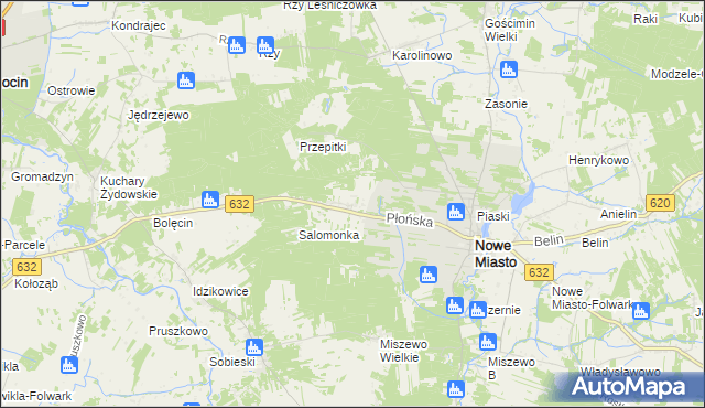 mapa Kadłubówka gmina Nowe Miasto, Kadłubówka gmina Nowe Miasto na mapie Targeo