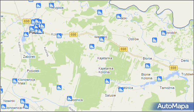 mapa Kajetanka, Kajetanka na mapie Targeo