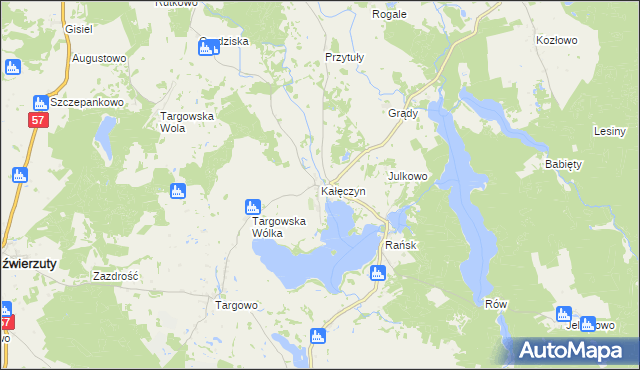 mapa Kałęczyn gmina Dźwierzuty, Kałęczyn gmina Dźwierzuty na mapie Targeo