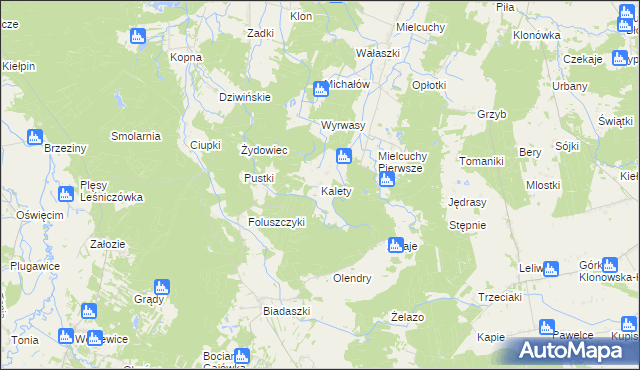 mapa Kalety gmina Galewice, Kalety gmina Galewice na mapie Targeo