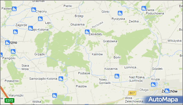 mapa Kalinów gmina Żelechów, Kalinów gmina Żelechów na mapie Targeo