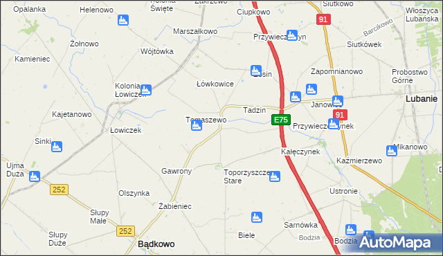 mapa Kalinowiec gmina Bądkowo, Kalinowiec gmina Bądkowo na mapie Targeo