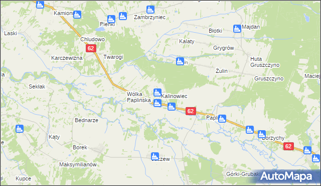 mapa Kalinowiec gmina Łochów, Kalinowiec gmina Łochów na mapie Targeo