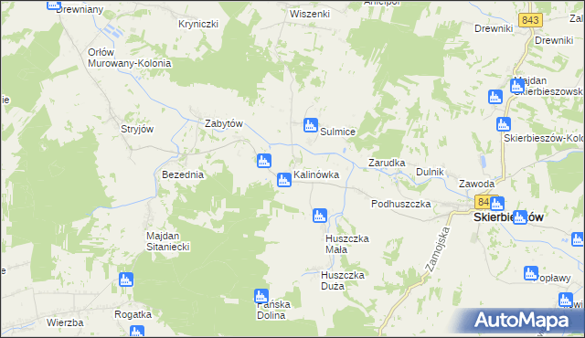 mapa Kalinówka gmina Skierbieszów, Kalinówka gmina Skierbieszów na mapie Targeo