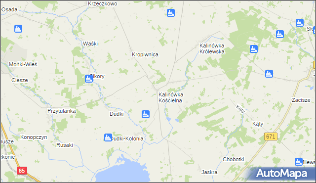 mapa Kalinówka Kościelna, Kalinówka Kościelna na mapie Targeo