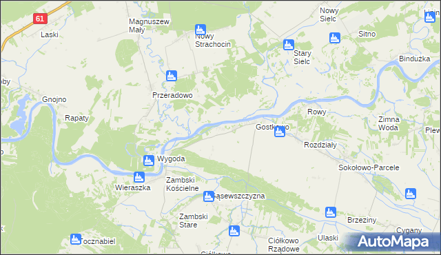 mapa Kalinowo gmina Obryte, Kalinowo gmina Obryte na mapie Targeo