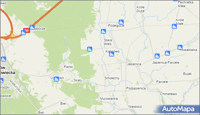 mapa Kalinowo-Parcele, Kalinowo-Parcele na mapie Targeo