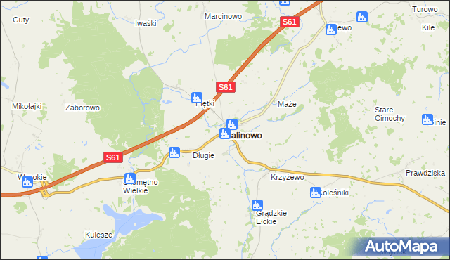 mapa Kalinowo powiat ełcki, Kalinowo powiat ełcki na mapie Targeo