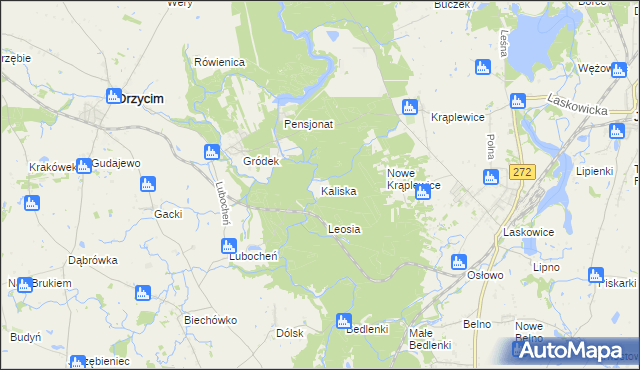 mapa Kaliska gmina Drzycim, Kaliska gmina Drzycim na mapie Targeo