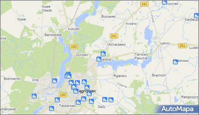 mapa Kaliska gmina Wągrowiec, Kaliska gmina Wągrowiec na mapie Targeo