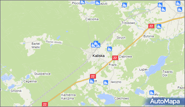 mapa Kaliska powiat starogardzki, Kaliska powiat starogardzki na mapie Targeo
