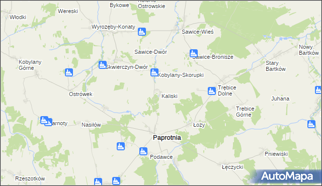 mapa Kaliski gmina Paprotnia, Kaliski gmina Paprotnia na mapie Targeo