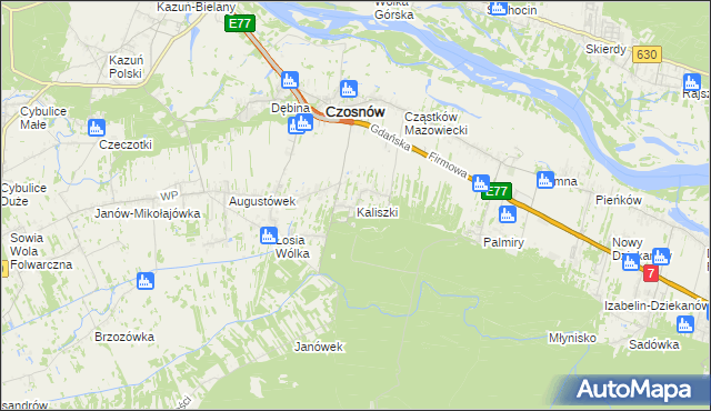 mapa Kaliszki gmina Czosnów, Kaliszki gmina Czosnów na mapie Targeo