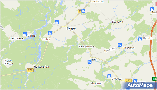 mapa Kaliszkowice gmina Skąpe, Kaliszkowice gmina Skąpe na mapie Targeo