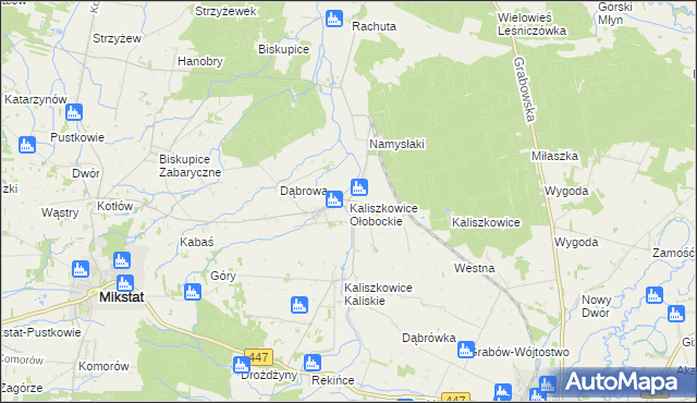 mapa Kaliszkowice Ołobockie, Kaliszkowice Ołobockie na mapie Targeo